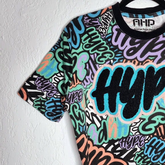 AHP Another Hype Piece Hype All Over Print Short Sleeve T-shirt Sz M Graphic Tee - Picture 3 of 10